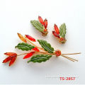 Ts-2857 2014 New Fashion Jewelry Cheap Color Jewelry Set Colored Rhinestone Jewelry Set Exquisite Orange Flower Brooch Earrings
